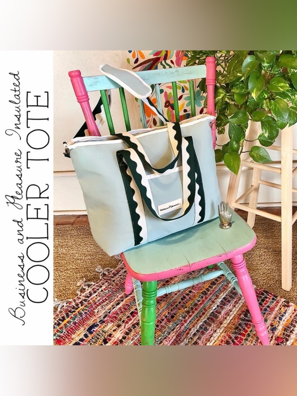Business and Pleasure Rivie Green Insulated Cooler Tote